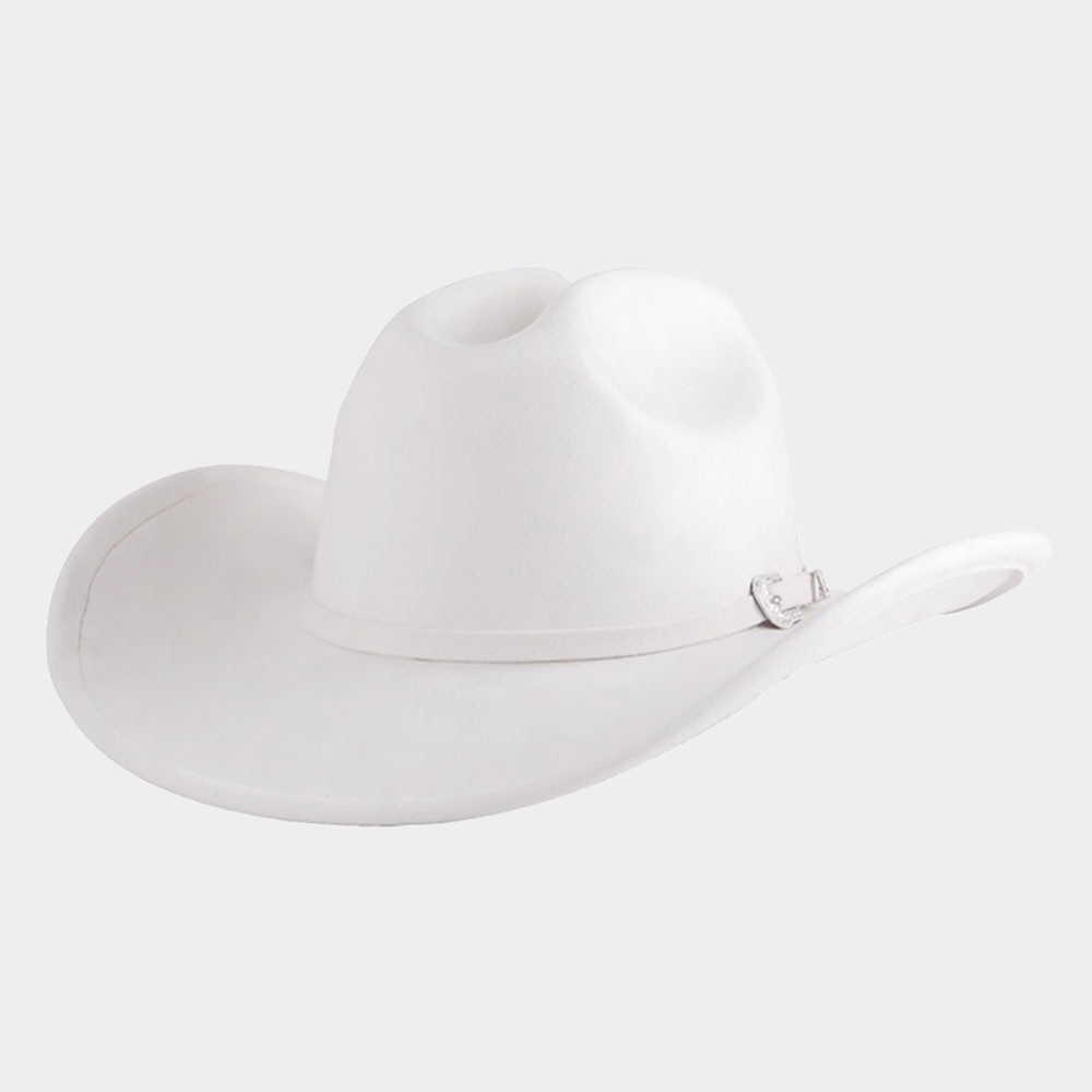 White Western Belt Band Accent Cowboy Hat